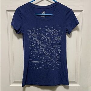WESTCOATEES | Graphic Tee | Vancouver Island Map | Heather Blue |T-shirt |Size M